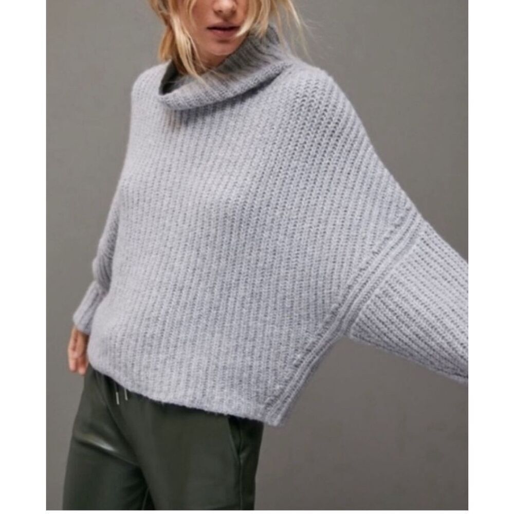 Anthropologie Maeve Athena Cowl Neck Blue Sweater sz S
